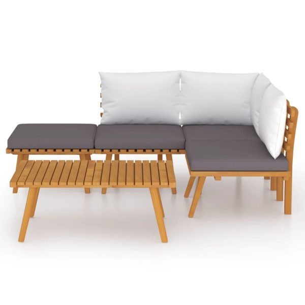 5 pcs conjunto lounge de jardim c/ almofadões acácia maciça - Image 3