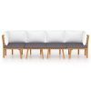 4 pcs conjunto lounge de jardim c/ almofadões acácia maciça - Image 3