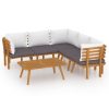 6 pcs conjunto lounge de jardim c/ almofadões acácia maciça - Image 2