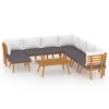 9 pcs conjunto lounge de jardim c/ almofadões acácia maciça - Image 2