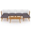 7 pcs conjunto lounge de jardim com almofadões acácia maciça - Image 3