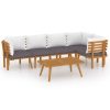 6 pcs conjunto lounge de jardim c/ almofadões acácia maciça - Image 2