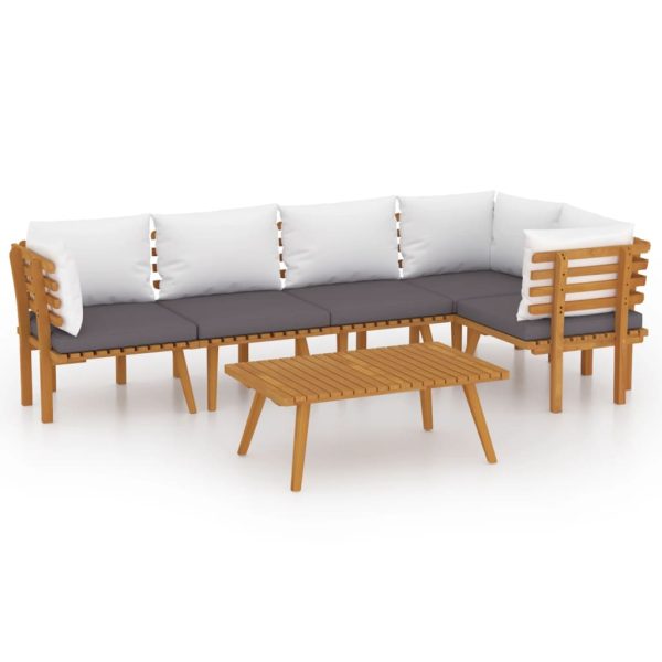 6 pcs conjunto lounge de jardim c/ almofadões acácia maciça - Image 2