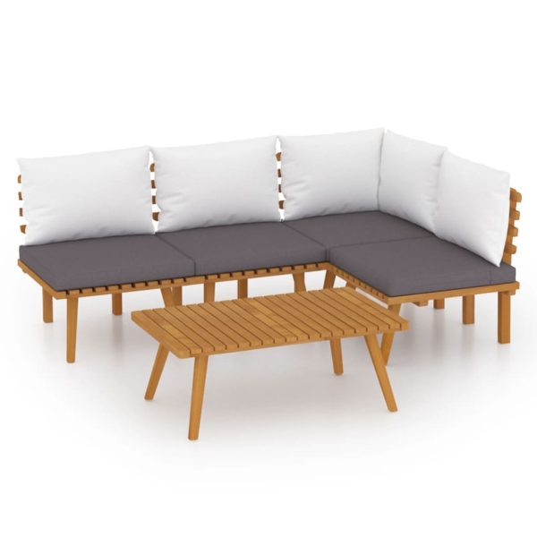5 pcs conjunto lounge de jardim com almofadões acácia maciça - Image 2