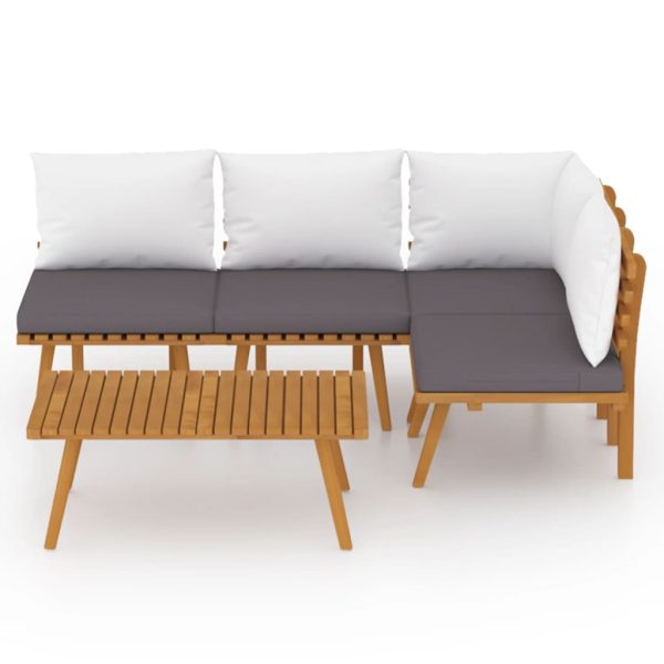5 pcs conjunto lounge de jardim com almofadões acácia maciça - Image 3