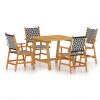 5 pcs conjunto de jantar para jardim madeira de acácia maciça - Image 2