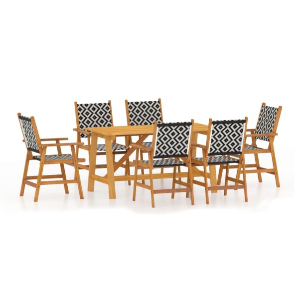 7 pcs conjunto de jantar para jardim madeira de acácia maciça - Image 2
