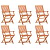 Cadeiras de jardim dobráveis 6 pcs eucalipto maciço