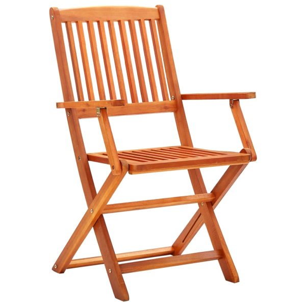 3 pcs conj. jantar exterior dobrável madeira eucalipto maciça - Image 2