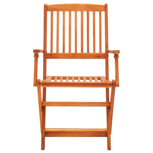 3 pcs conj. jantar exterior dobrável madeira eucalipto maciça - Image 3