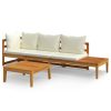 3 pcs conj. lounge de jardim c/ almofadões branco nata acácia - Image 2