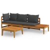 3 pcs conj. lounge de jardim c/ almofadões cinza-escuro acácia - Image 2