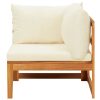 4 pcs conj. lounge de jardim c/ almofadões branco nata acácia - Image 3