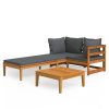 3 pcs conj. lounge de jardim c/ almofadões cinza-escuro acácia - Image 2