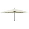 Guarda-sol cantilever c/ poste de madeira 400x300cm branco nata - Image 3