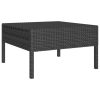 6 pcs conjunto lounge de jardim c/ almofadões vime PE preto - Image 3