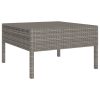 9 pcs conjunto lounge de jardim c/ almofadões vime PE cinzento - Image 3