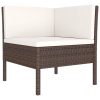 6 pcs conjunto lounge jardim c/ almofadões vime PE castanho - Image 3