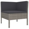 9 pcs conjunto lounge de jardim c/ almofadões vime PE cinzento - Image 3