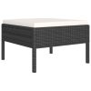 9 pcs conjunto lounge de jardim c/ almofadões vime PE preto - Image 3