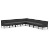 9 pcs conjunto lounge de jardim c/ almofadões vime PE preto - Image 2