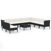 11 pcs conjunto lounge de jardim c/ almofadões vime PE preto - Image 2