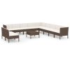 12 pcs conjunto lounge jardim c/ almofadões vime PE castanho - Image 2