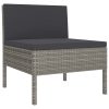 12 pcs conjunto lounge de jardim c/ almofadões vime PE cinzento - Image 3