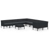 11 pcs conjunto lounge de jardim c/ almofadões vime PE preto - Image 2