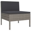 12 pcs conjunto lounge de jardim c/ almofadões vime PE cinzento - Image 3