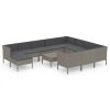 12 pcs conjunto lounge de jardim c/ almofadões vime PE cinzento - Image 2