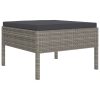 12 pcs conjunto lounge de jardim c/ almofadões vime PE cinzento - Image 3