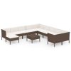 12 pcs conjunto lounge jardim c/ almofadões vime PE castanho - Image 2