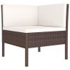 9 pcs conjunto lounge jardim c/ almofadões vime PE castanho - Image 3