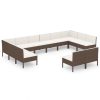 12 pcs conjunto lounge jardim c/ almofadões vime PE castanho - Image 2