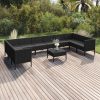 11 pcs conjunto lounge de jardim c/ almofadões vime PE preto