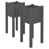 Vasos/floreiras de jardim 2 pcs 31x31x70 cm pinho maciço cinza - Image 2
