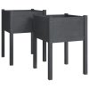 Vaso/floreira de jardim 2 pcs 50x50x70 cm pinho maciço cinzento - Image 2