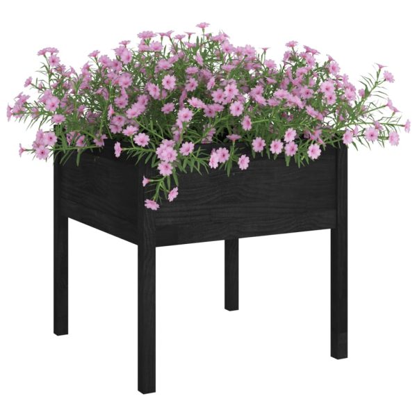 Vaso/floreira de jardim 2 pcs 70x70x70 cm pinho maciço preto - Image 3