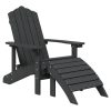 Cadeira de jardim Adirondack com banco de pés PEAD antracite - Image 2