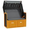 Strandkorb com toldo vime PE e madeira maciça preto e antracite - Image 2