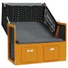 Strandkorb com toldo vime PE e madeira maciça preto e antracite - Image 3