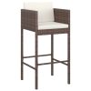 5 pcs conjunto de bar p/ jardim com almofadões vime PE castanho - Image 3