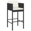 5 pcs conjunto de bar p/ jardim c/ almofadões vime PE preto - Image 3