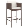 5 pcs conjunto de bar p/ jardim com almofadões vime PE castanho - Image 3