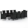 11 pcs conjunto jantar exterior com almofadões vime PE preto - Image 2