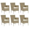 7 pcs conjunto jantar p/ jardim c/ almofadões vime PE bege - Image 3