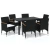 7 pcs conjunto de jantar p/ jardim c/ almofadões vime PE preto - Image 2