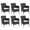 7 pcs conjunto de jantar p/ jardim c/ almofadões vime PE preto - Image 3