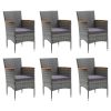 7 pcs conjunto de jantar p/ jardim c/ almofadões vime PE cinza - Image 3